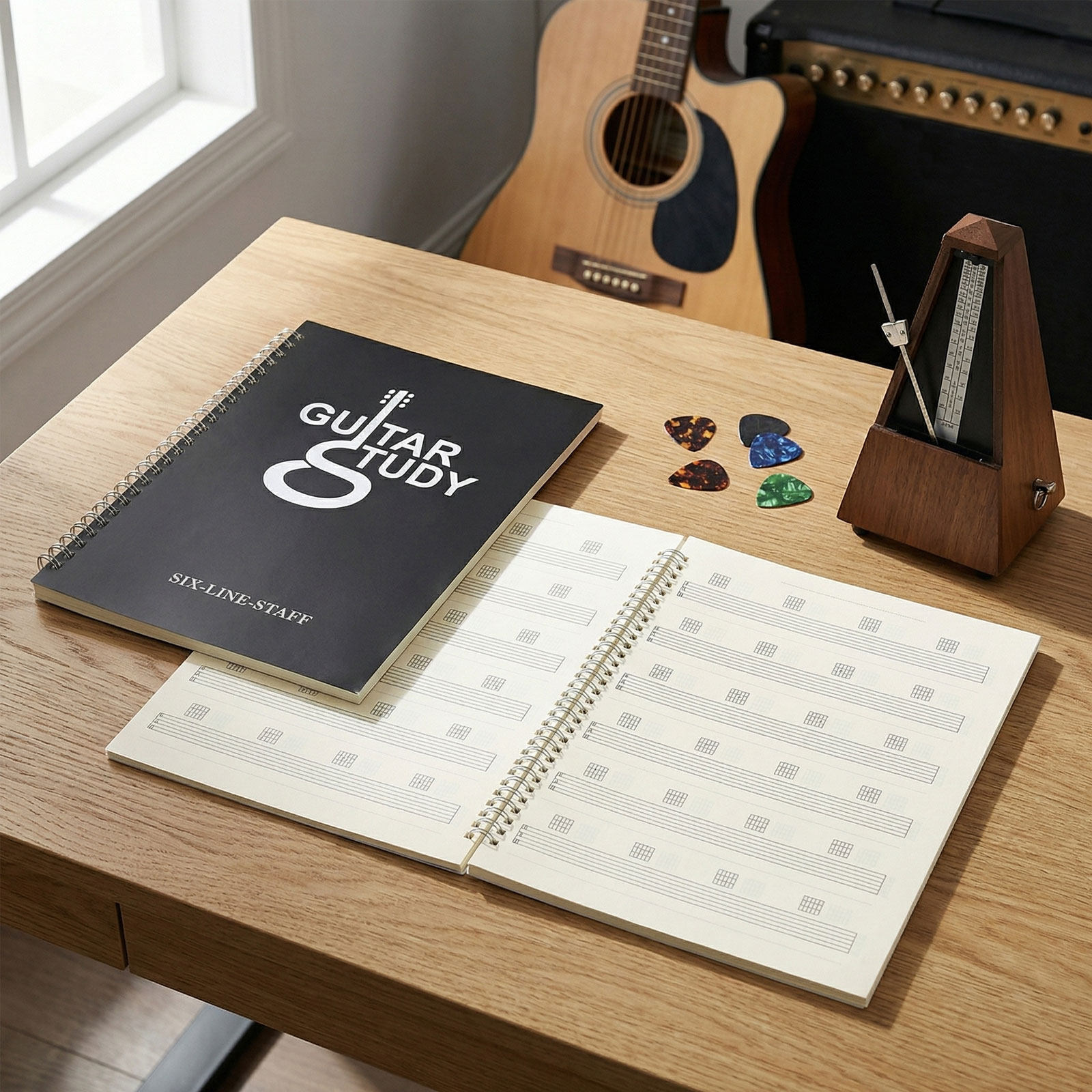 Blank Sheet Music Notebook - 2 stuks gitaar manuscript notitieboekje 6