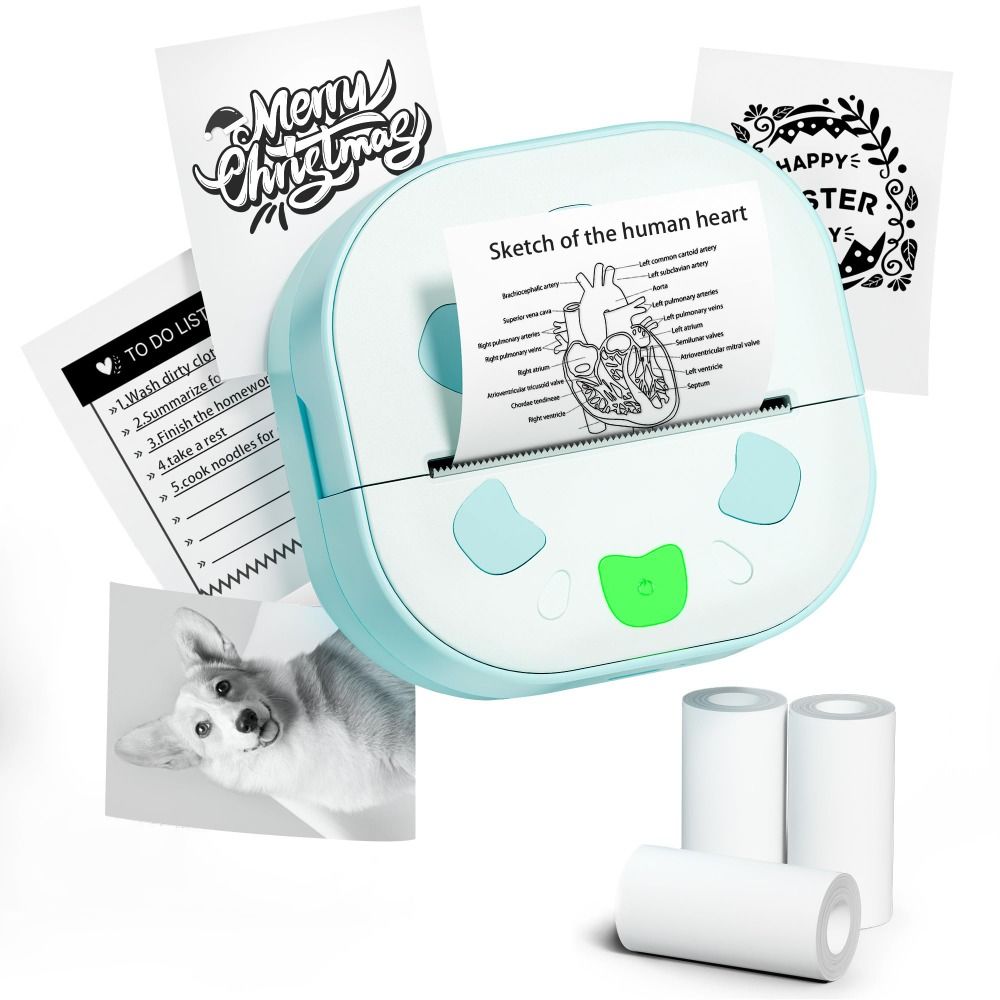 Mini Pocket Thermal Printer Paper Roll - Mini-stickerprinter met 3 papierrollen Thermische technologie