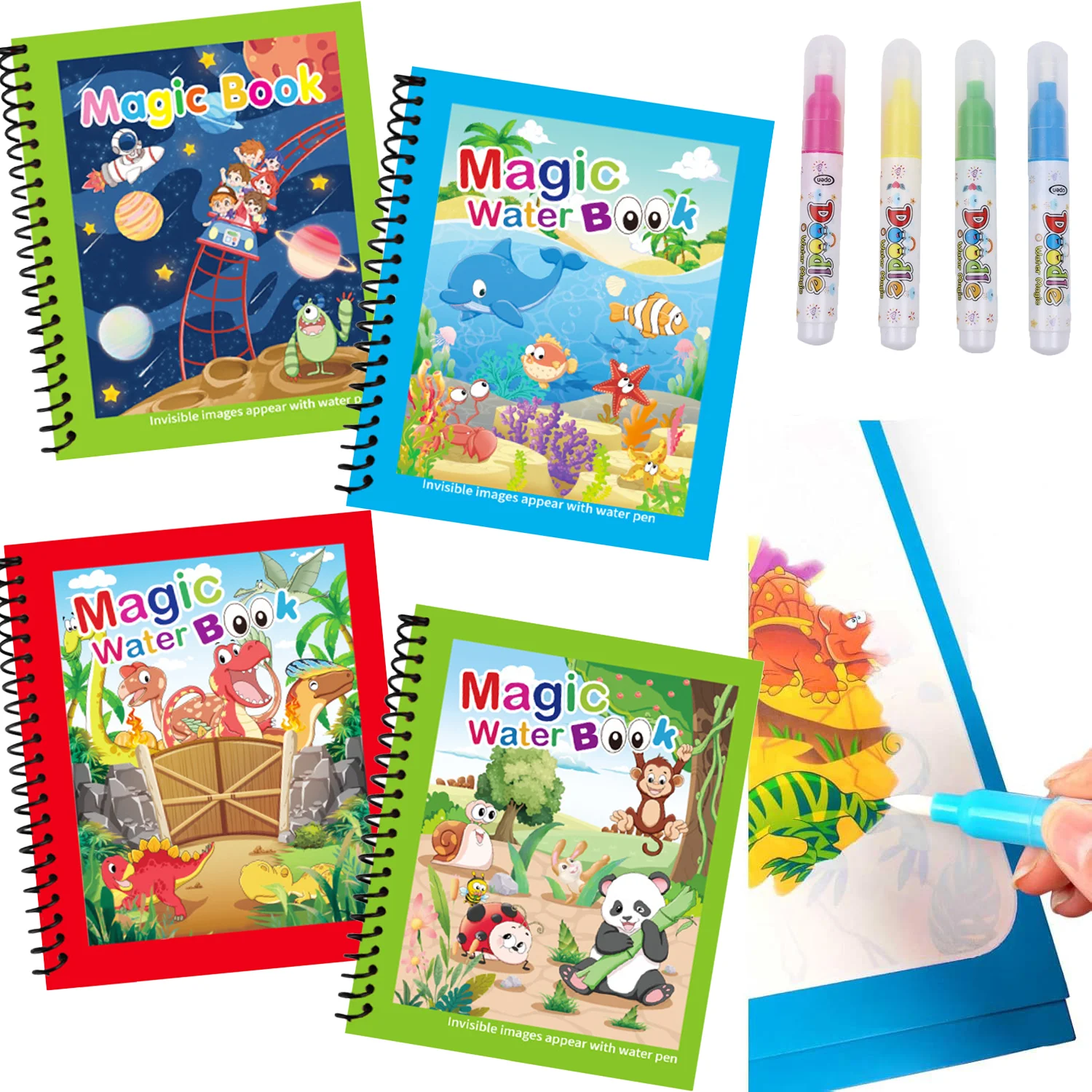 Magisch waterverfboek, herbrui - Reusable Water Magic Coloring Book recensie en prijs