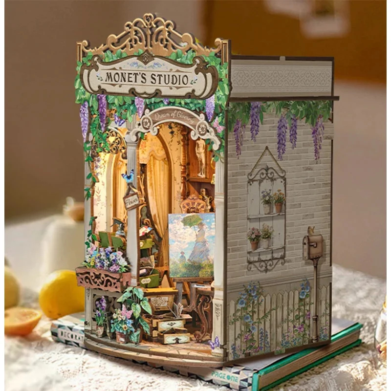 Houten Monet's Studio Boekenho - Diy Wooden Book Nook Kit Shelf Insert recensie en prijs