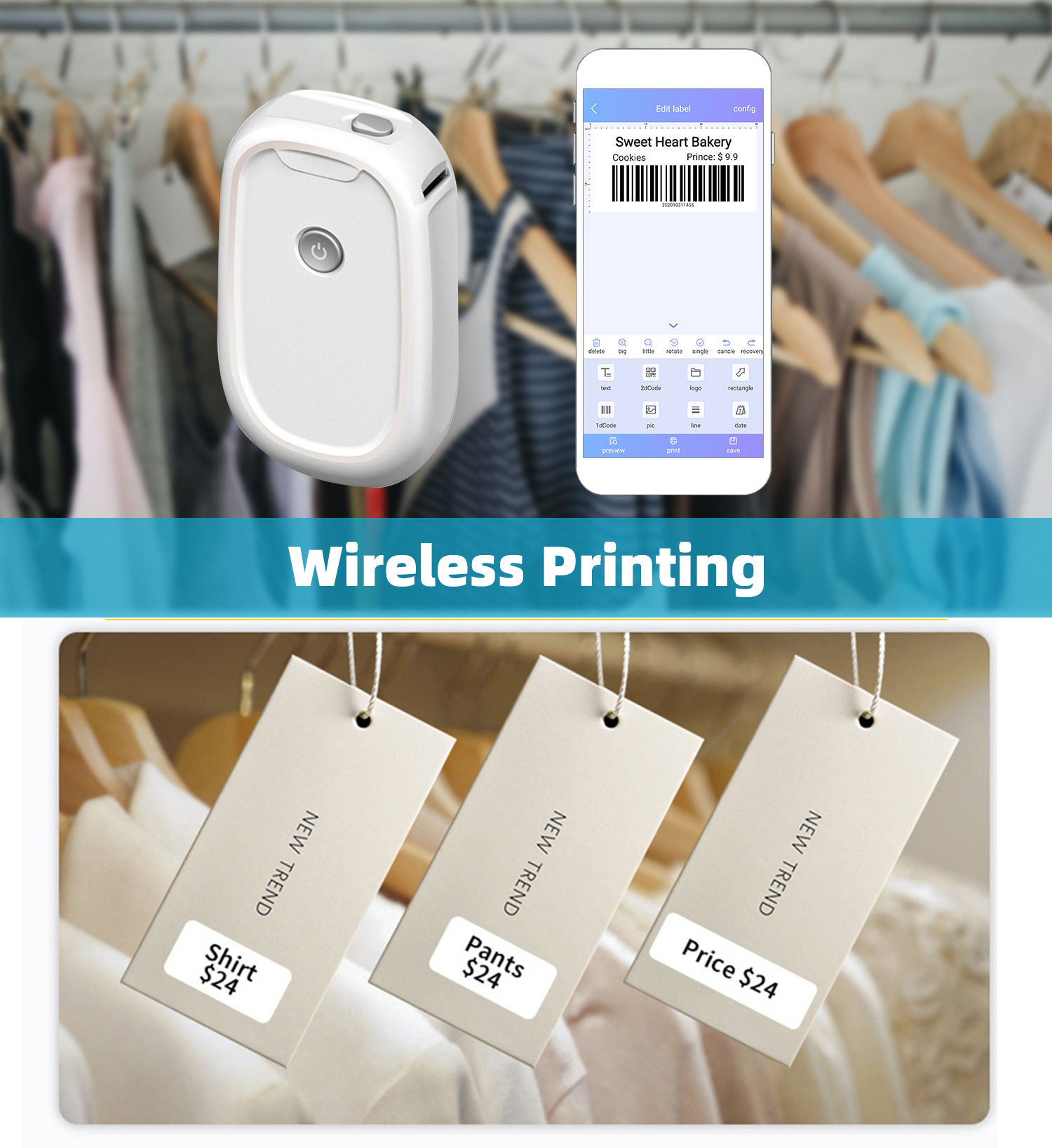 Draadloze Draagbare Label Make - Mini Pocket Thermal Printer Paper Roll recensie en prijs