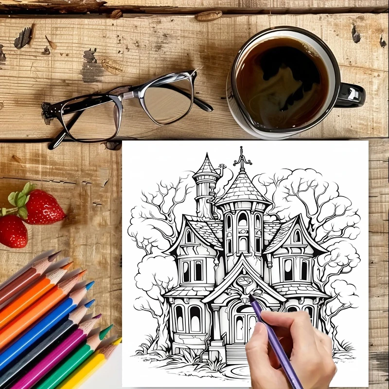 Spookhuis kleurboek voor volwa - Adult Coloring Book Stress Relief recensie en prijs